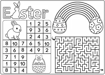 Spring Activity Worksheet  Follow the Numbers, Color the Rainbow & Maze Fun Free PDF Download